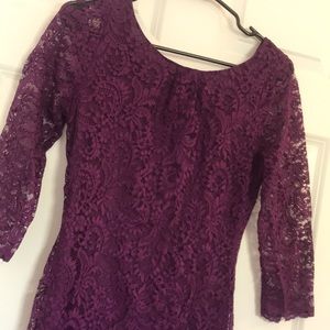 Purple lace fitted dress